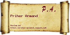 Priher Armand névjegykártya